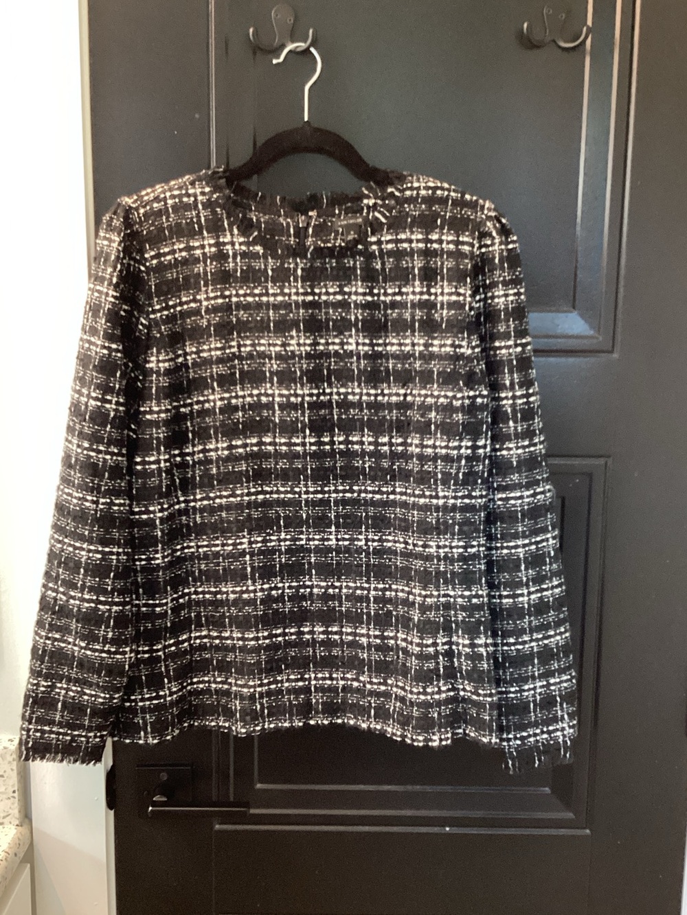 Ann Taylor Black & White Tweed Crewneck Jacket